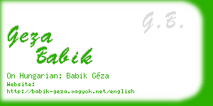 geza babik business card